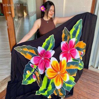 Hot Sale Rayon Sarong Hand Painted Flower Design by Balinese Artisans